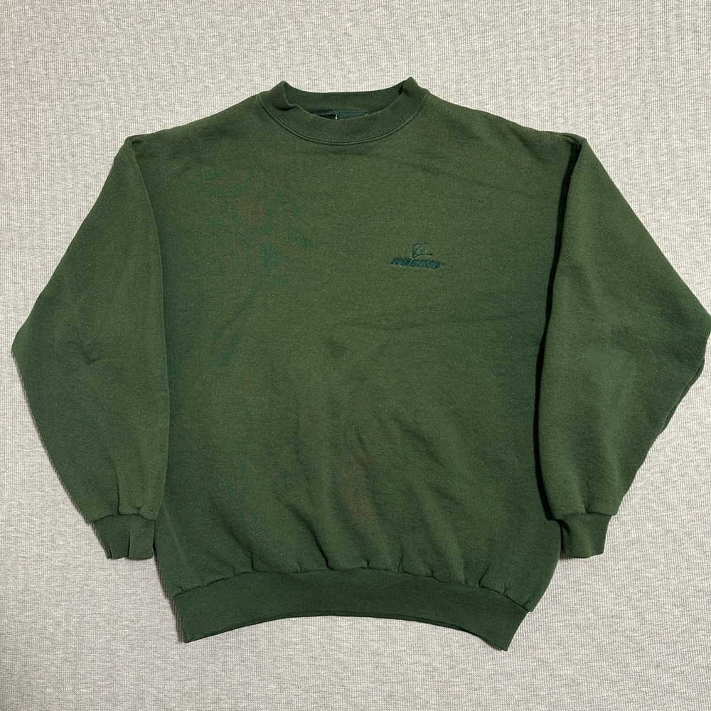 Vintage MV Sport Boeing Embroidered Crewneck Sweatshirt Green Mens Large